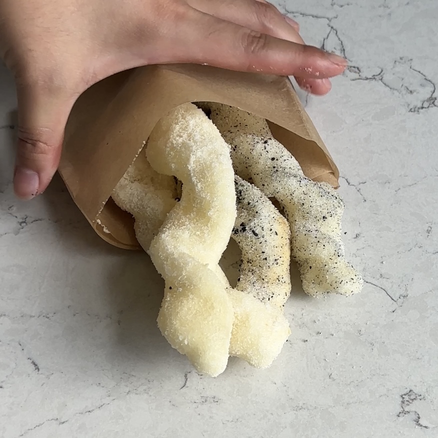 A bog of 4 taiwanese churros in a bag