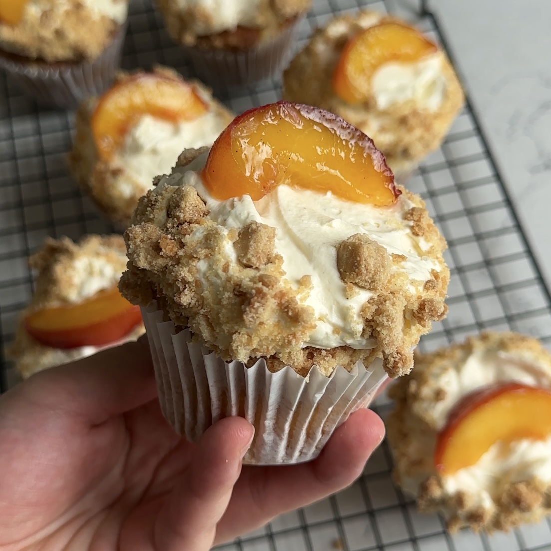 Peaches and Cream Streusel Muffins - Final Product